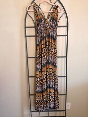 Veronica M Women’s M Tribal Geometric Print Maxi Dress Boho Sleeveless